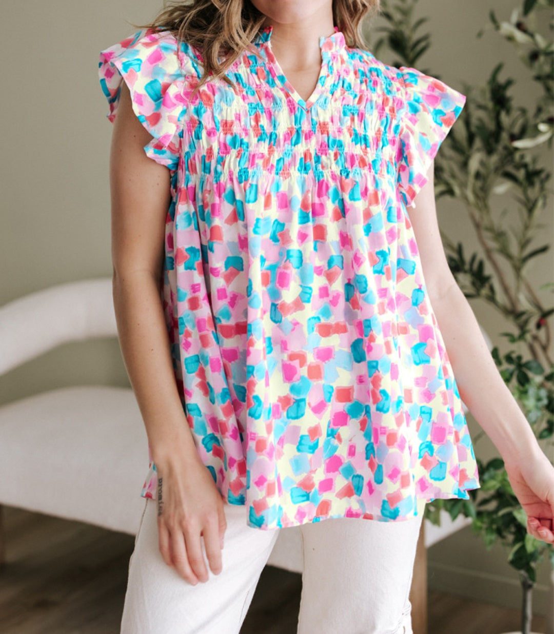 Sky Blue Riffled Blouse