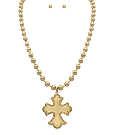 Byzantine Cross & CCB Ball Necklace