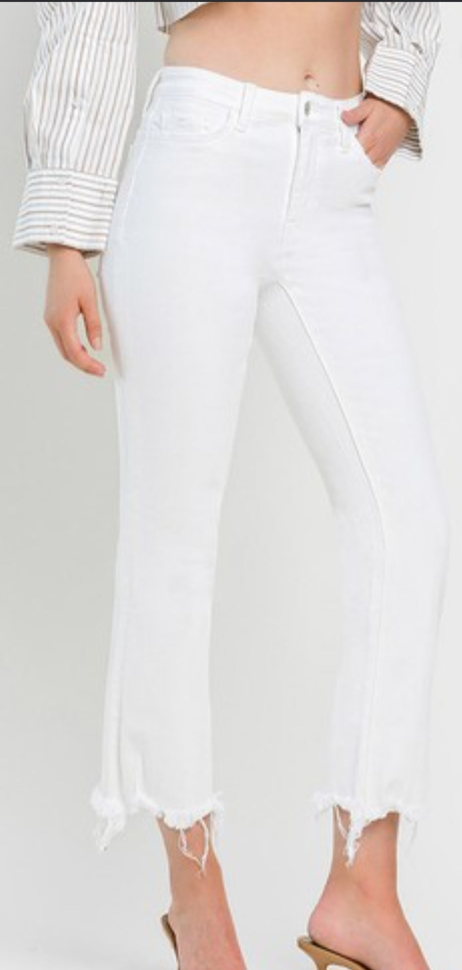 Vervet High Rise Raw Hem Crop Flare Jeans (Bella)
