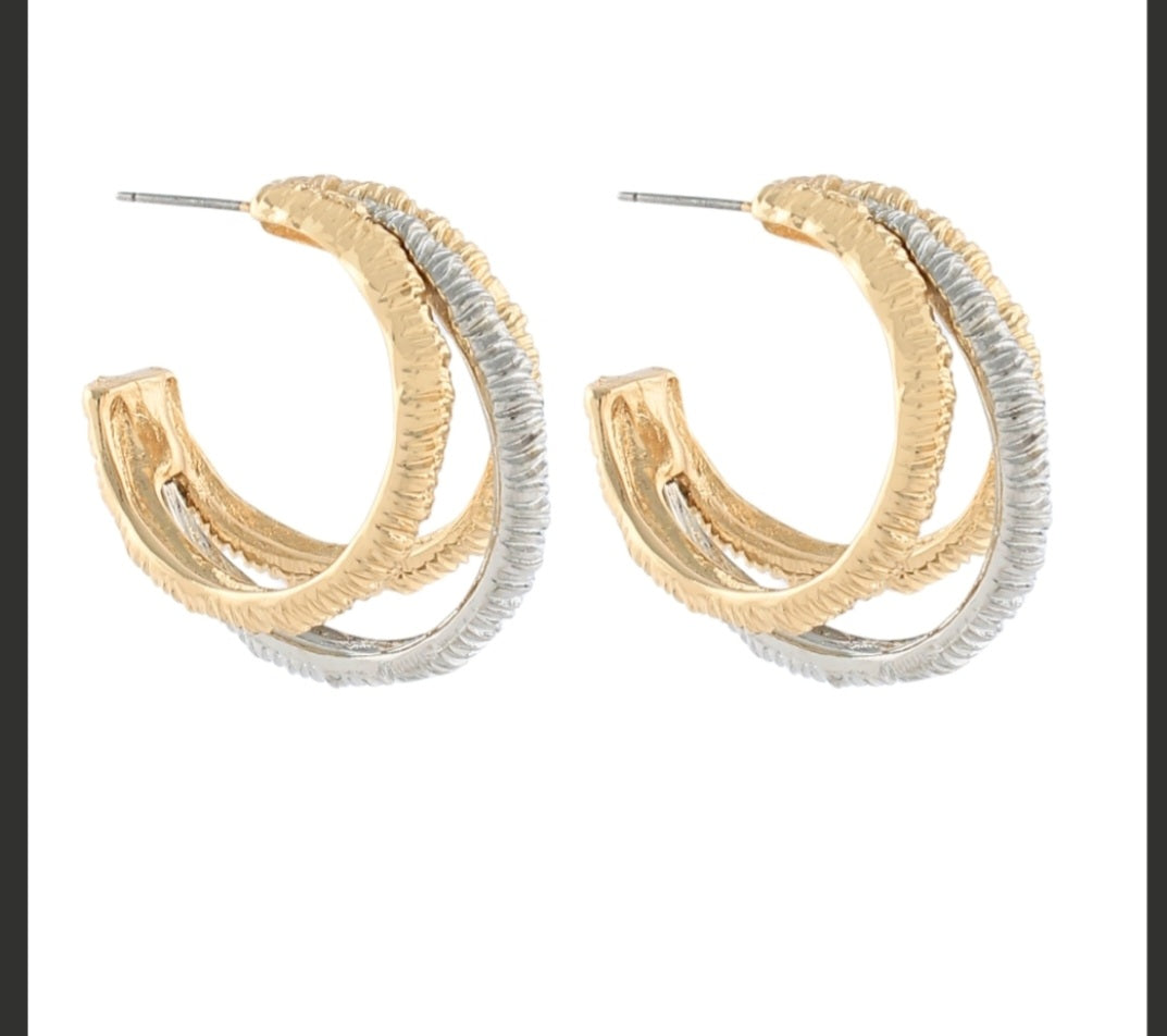 3 Layer Two Toned Hoops