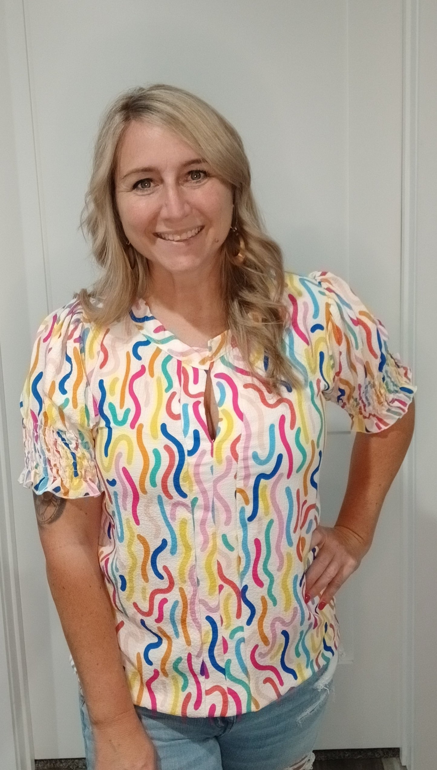 Multi Printed Bubble Pop Top