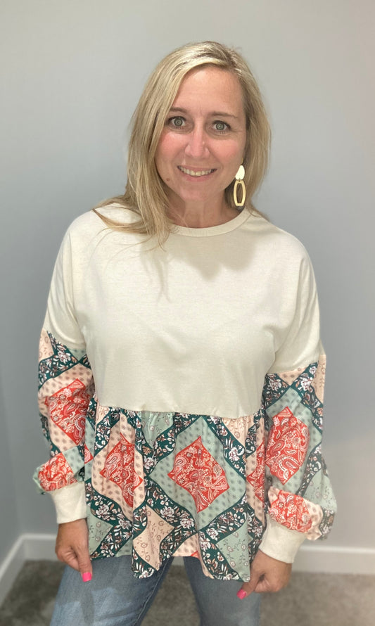 Paisley Geo Patchwork Top
