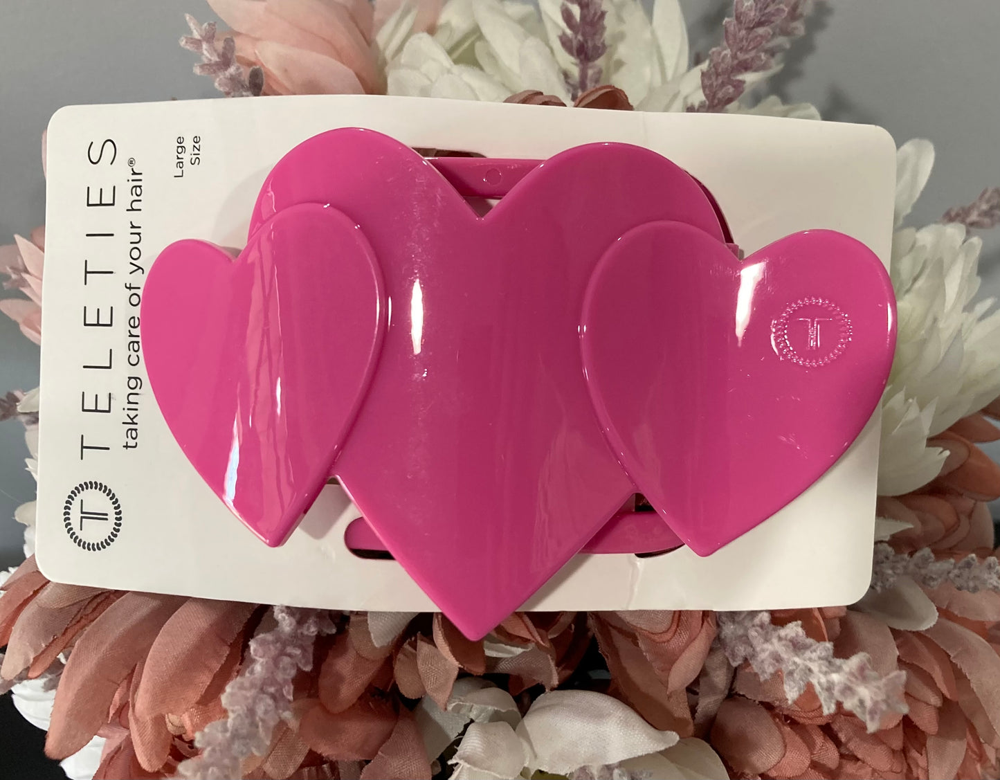 Heart to Heart Pink Flat Large Clip