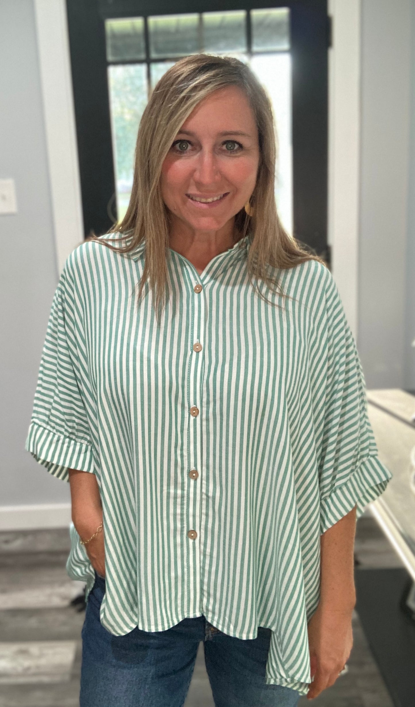 Kelly Green Striped Top