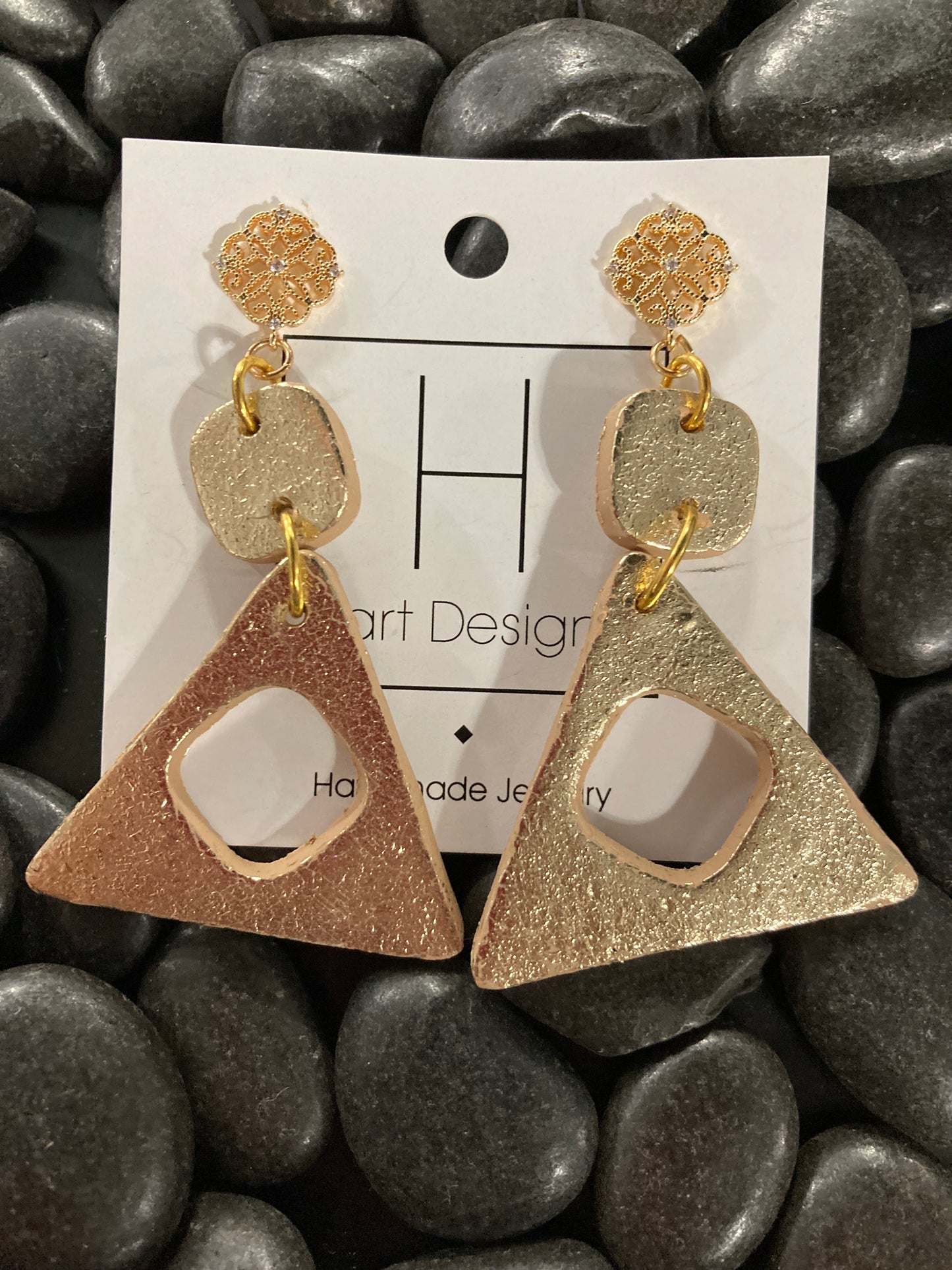 Light Gold Shimmer Triangle Dangles