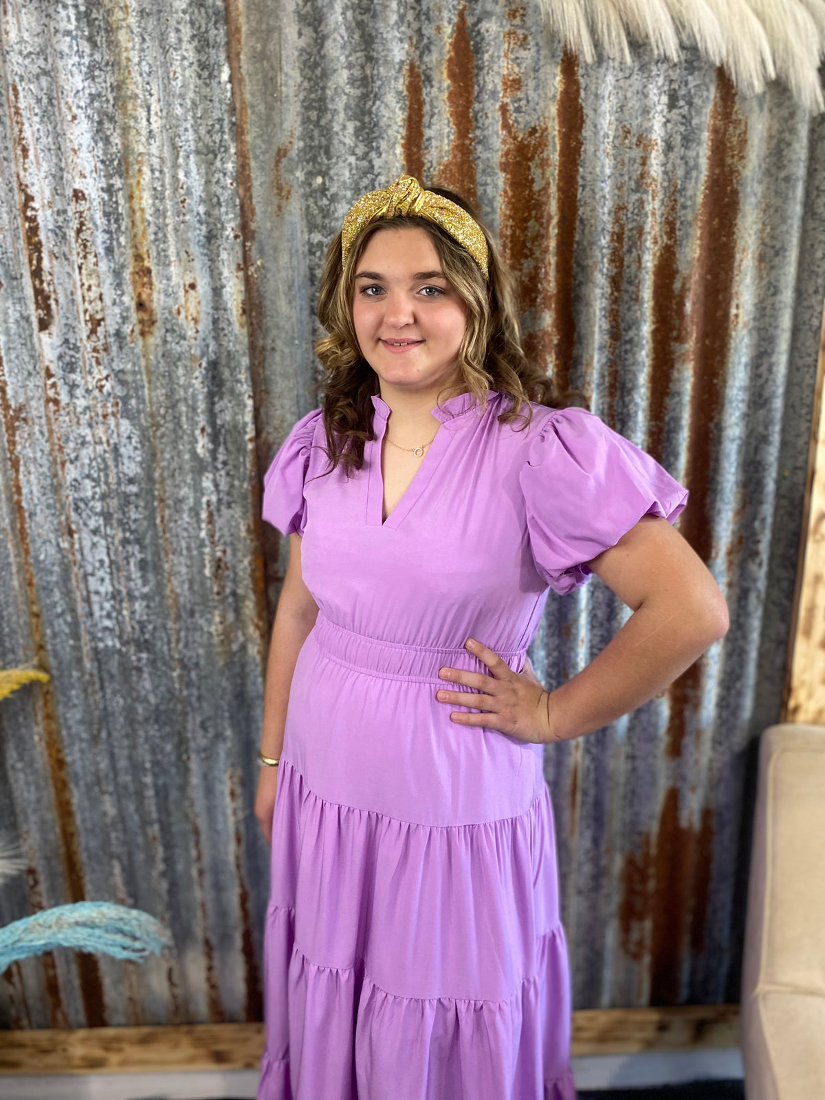 Lavender tiered maxi Dress