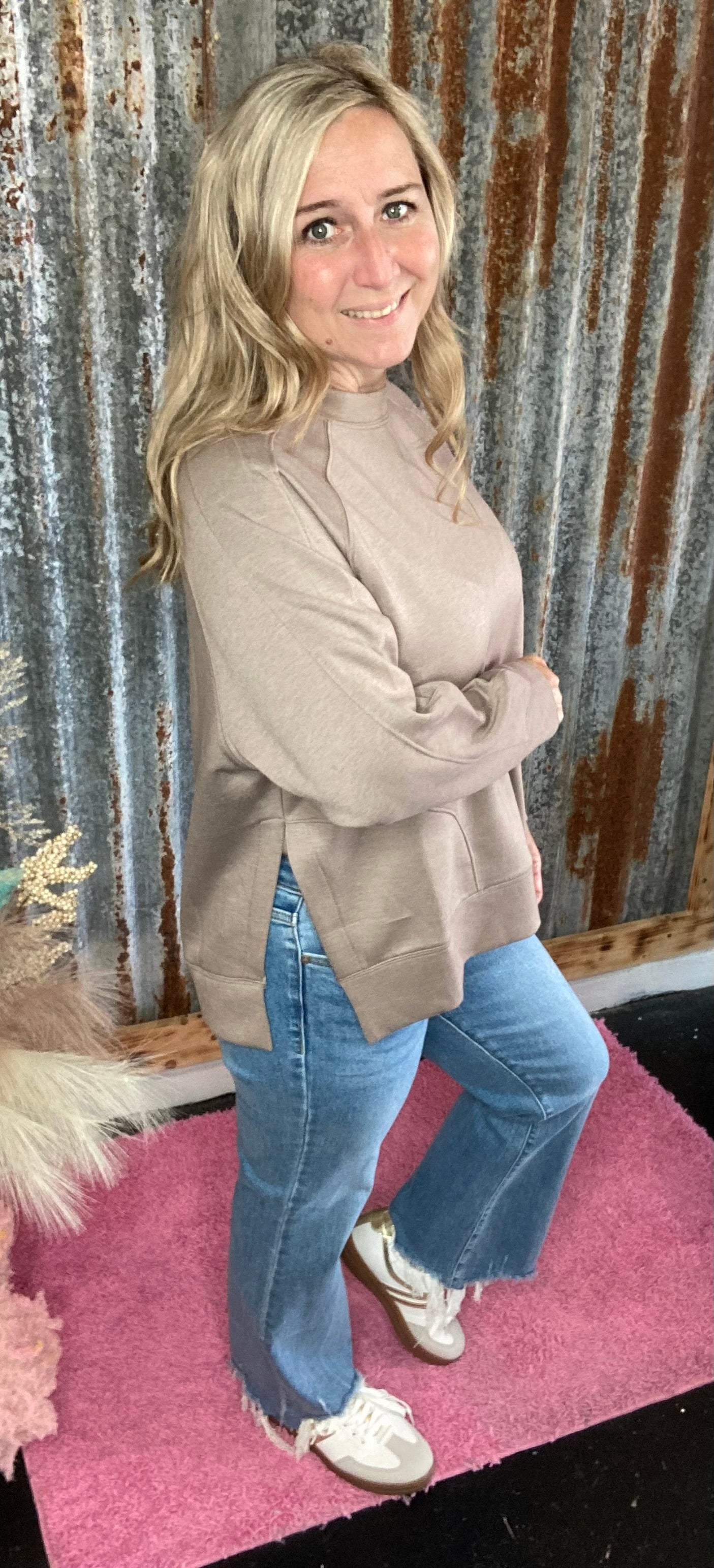 Cocoa Scuba Pullover with Side Slits