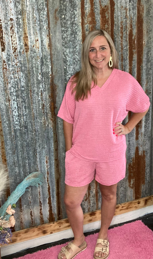 Pink V-Neck Set