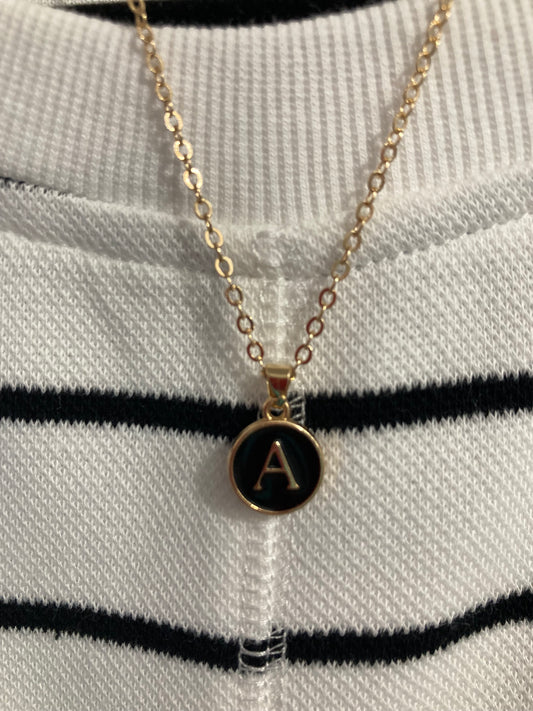 Black initial necklace