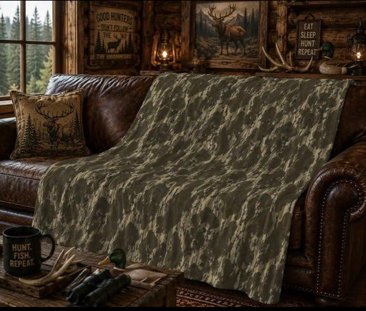 Bottom Camo Plush Camping Blanket