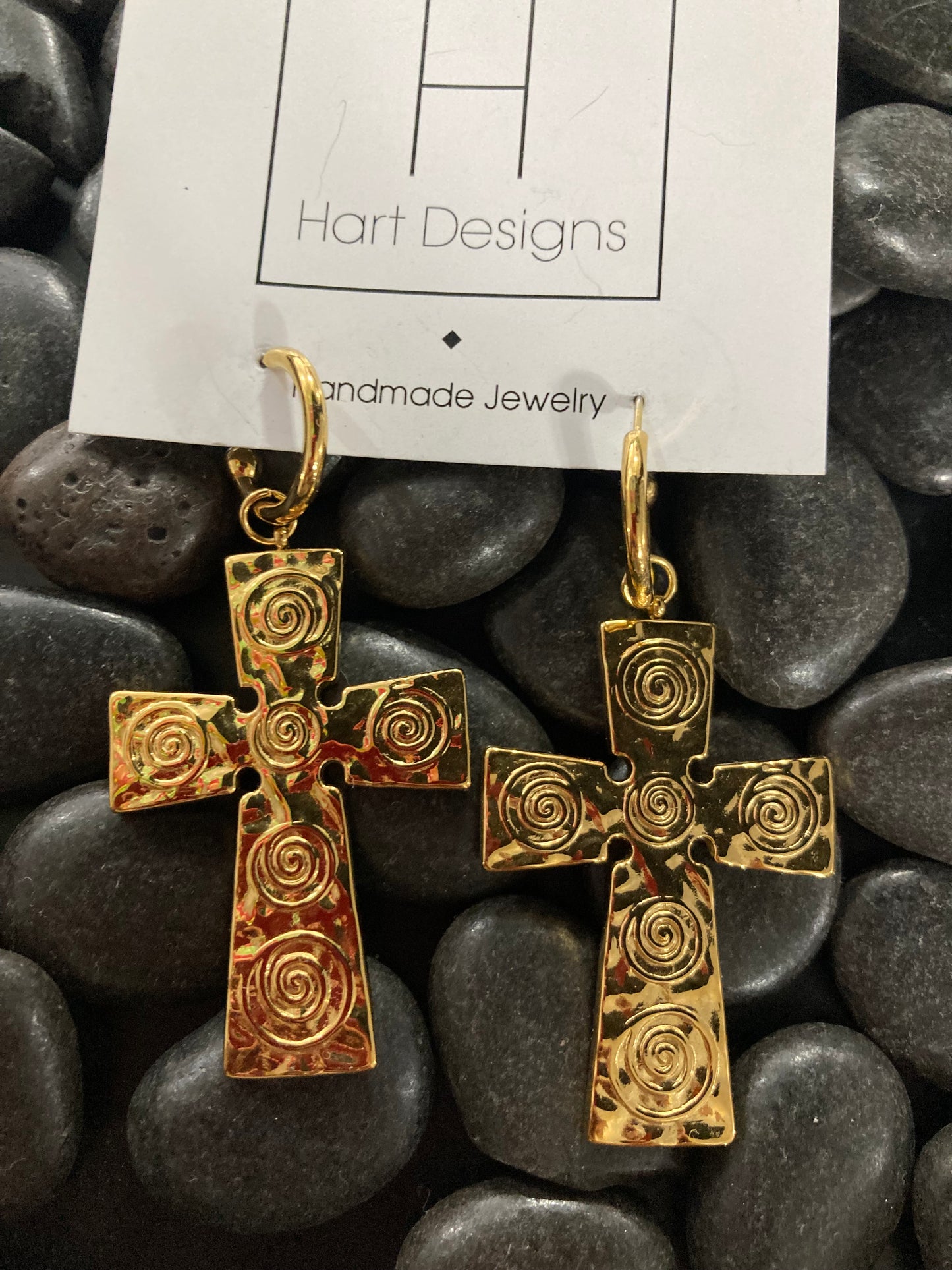 Gold Swirly Cross Dangles