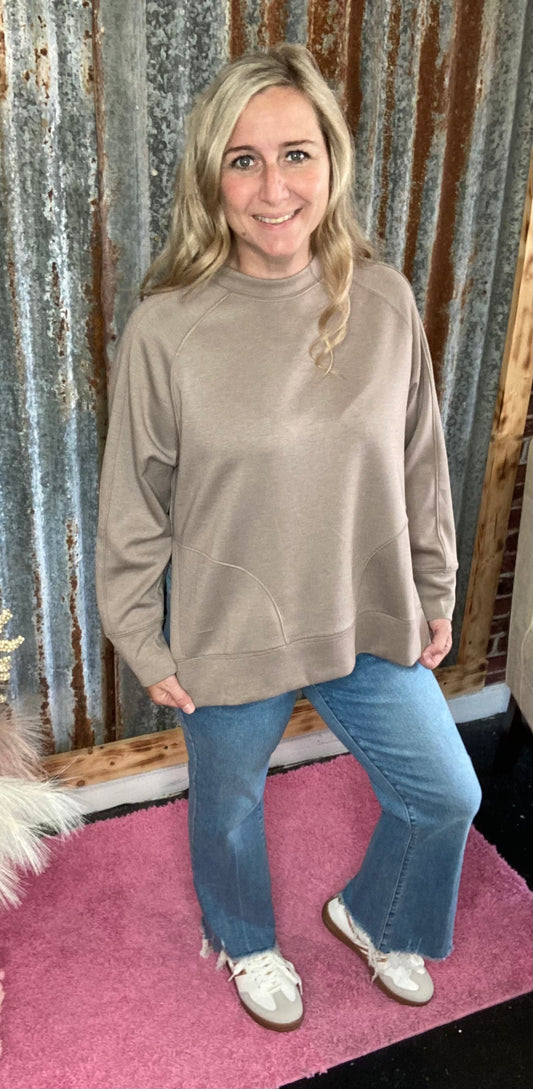 Cocoa Scuba Pullover with Side Slits