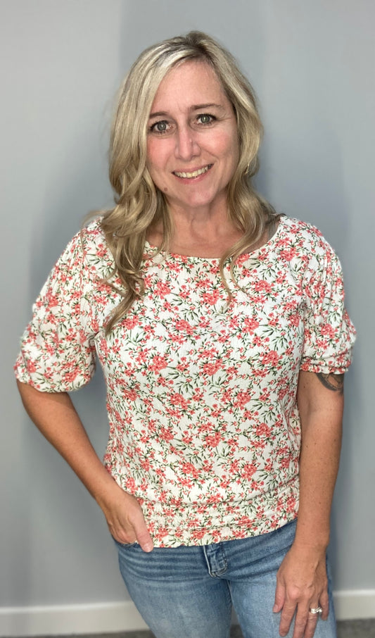 Coral Smocked Waist Top