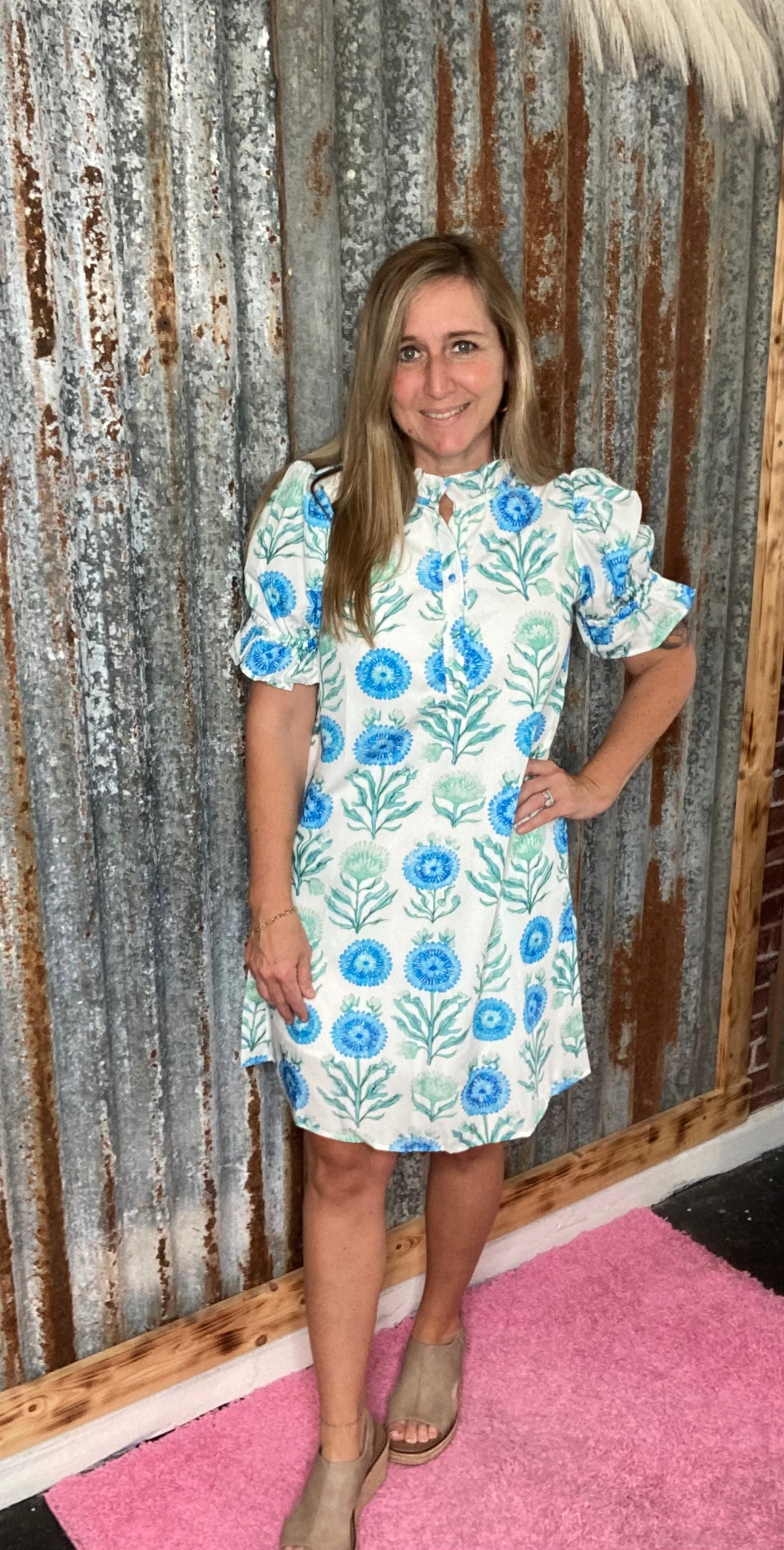 Sky Blue Floral Dress