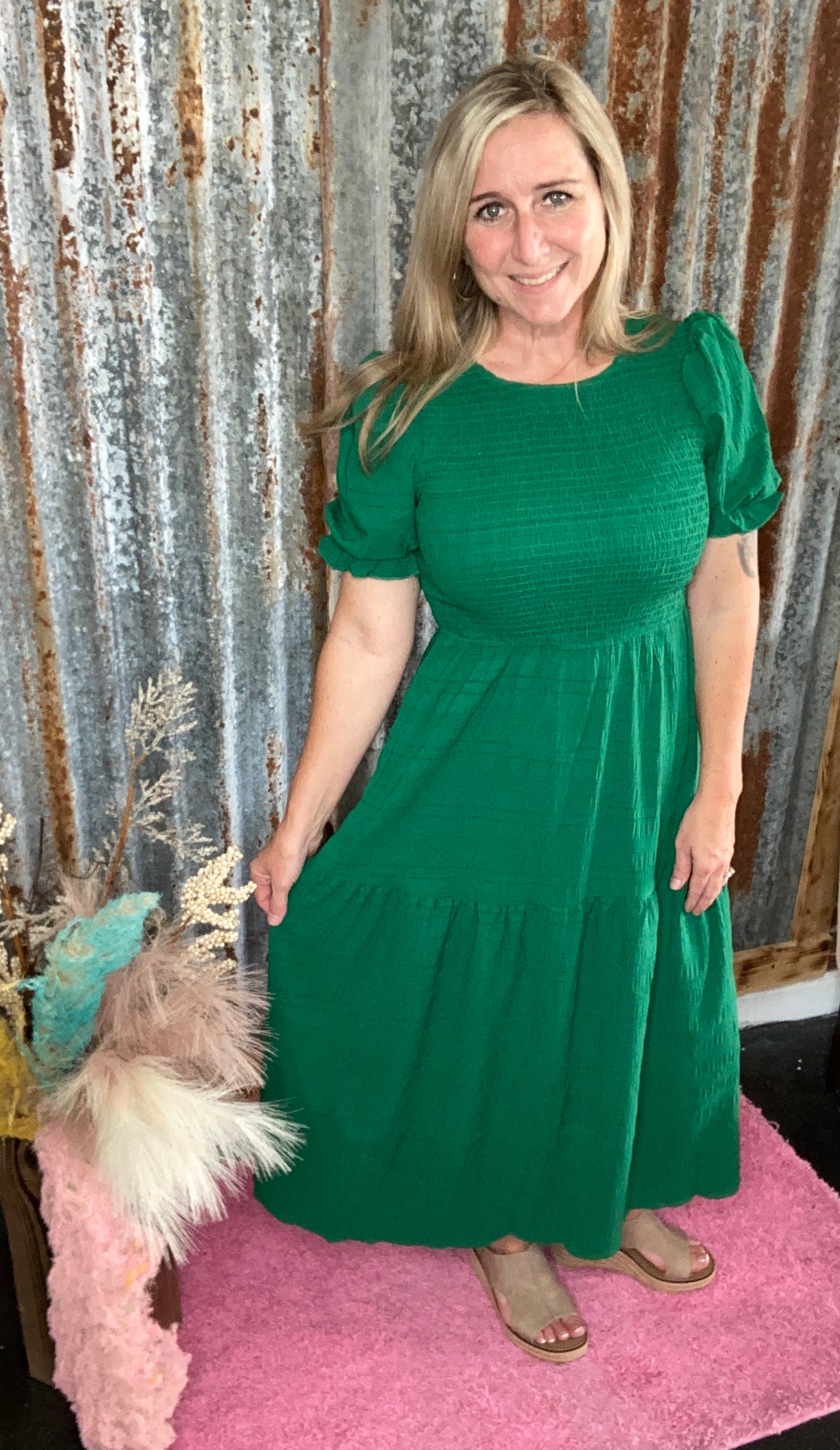 Green Smocked Dress