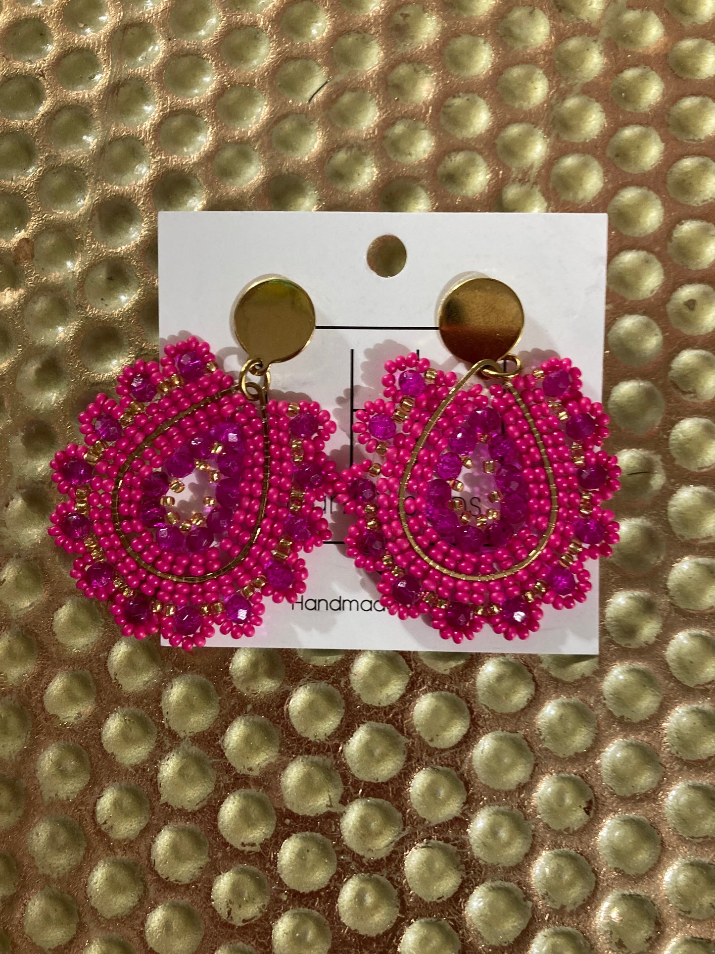 Fuschia Nights Beaded Earrings