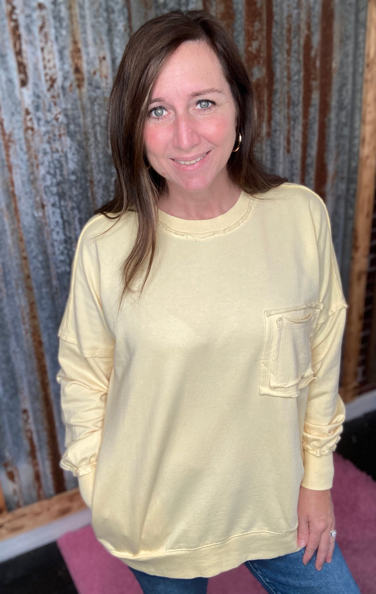Butter Yellow Raw Edge Pullover