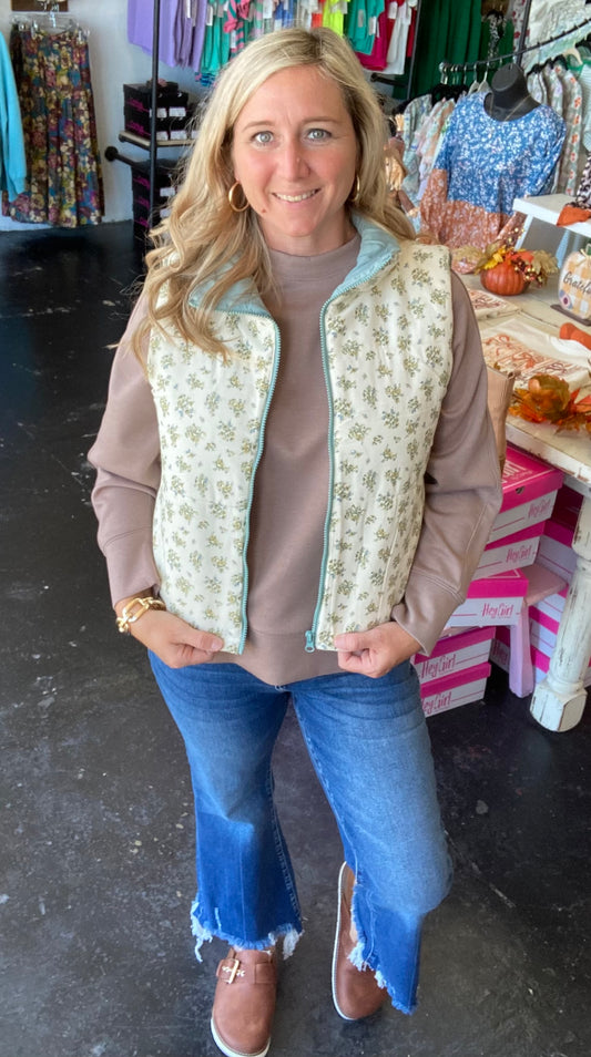 Floral zip up Vest