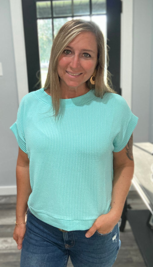 Mint Ribbed Top