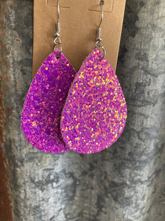 Lilac Sparkle Teardrop Earrings