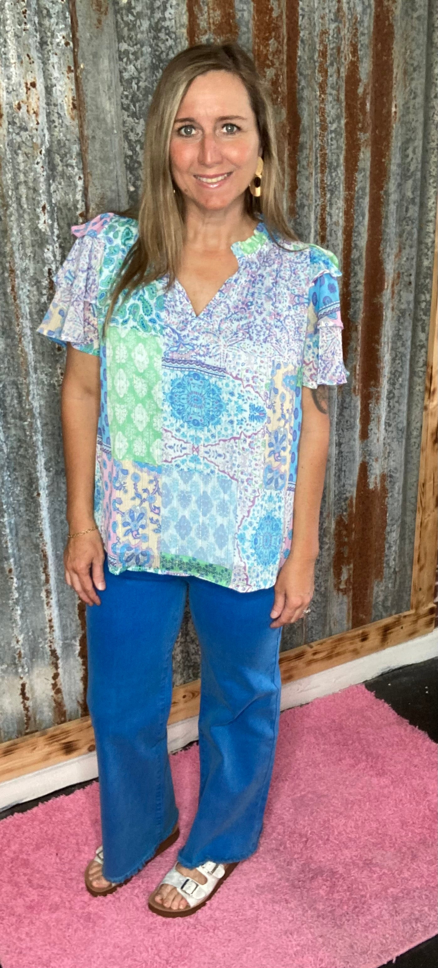 Acid Wash Ocean Blue Straight Jeans