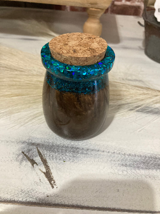 Blue Glitter Brown Cork Jar (223)