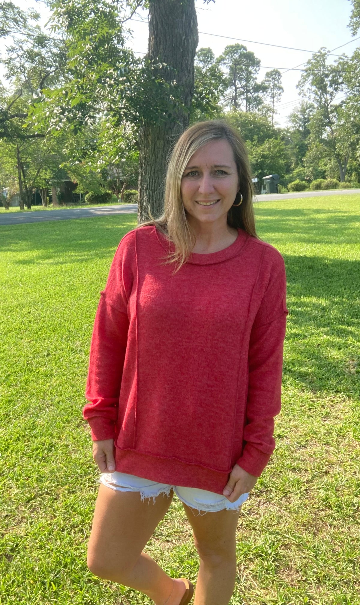 Dark Red Brushed Hacci Sweater