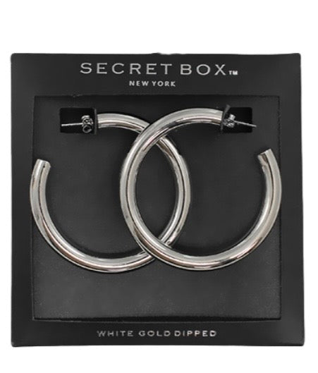 50mm Thick Open Hoops White/Gold