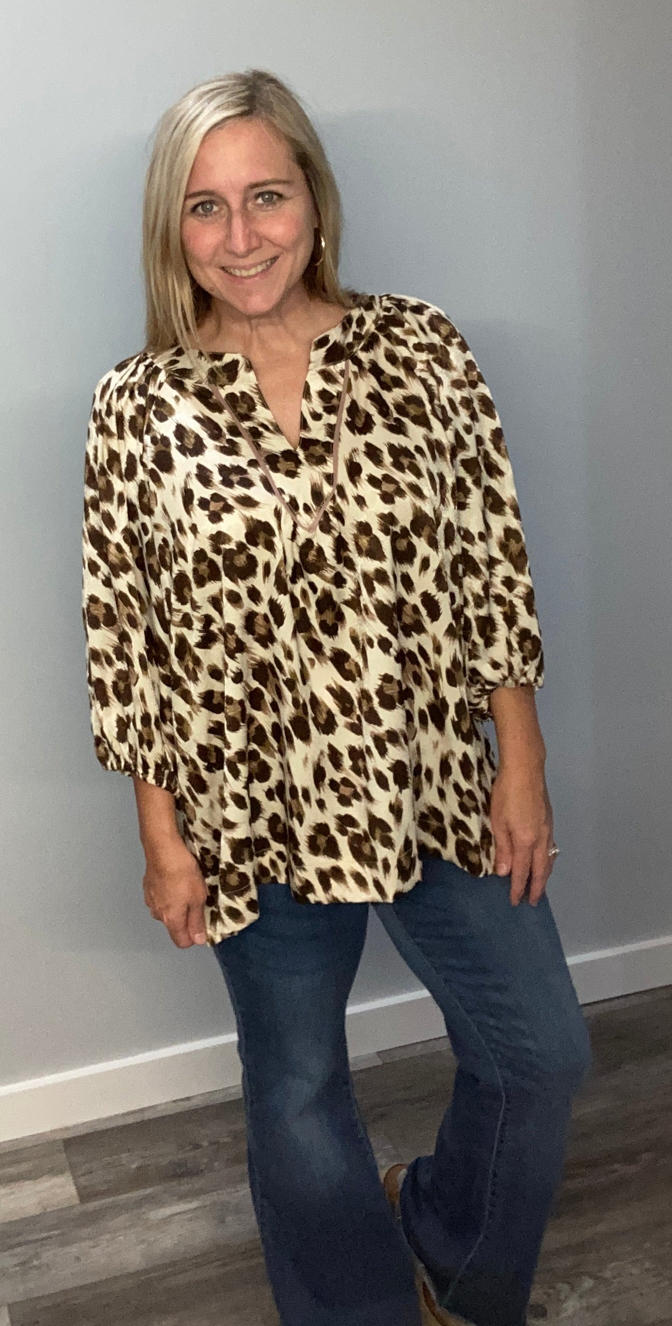 Cream leopard top