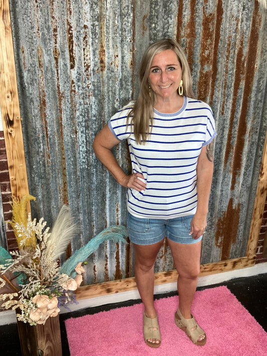 Blue/White Striped Top