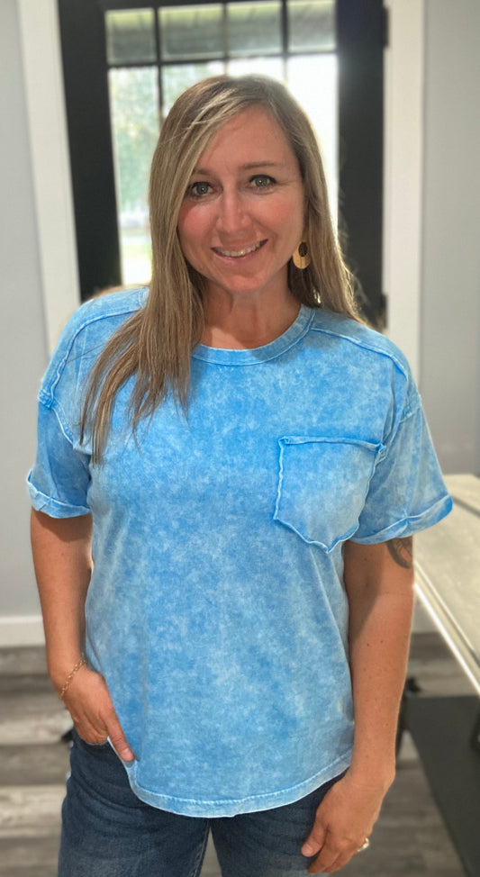 Sky Blue Pocket Top
