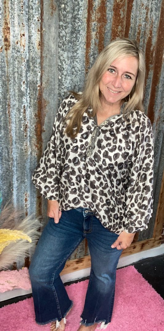 Black Leopard Top