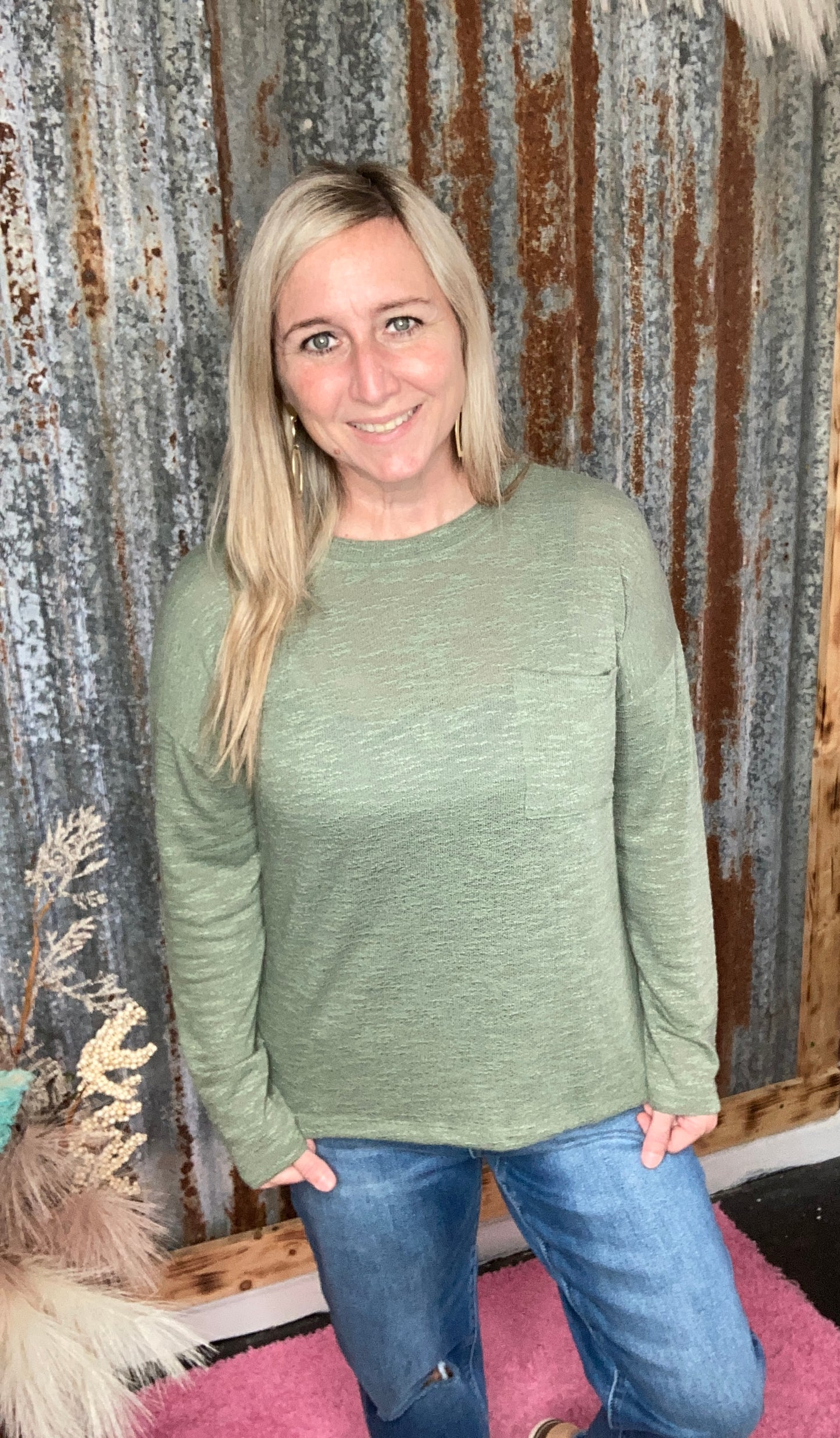 LT Olive Slub Hacci Long Sleeve Tee