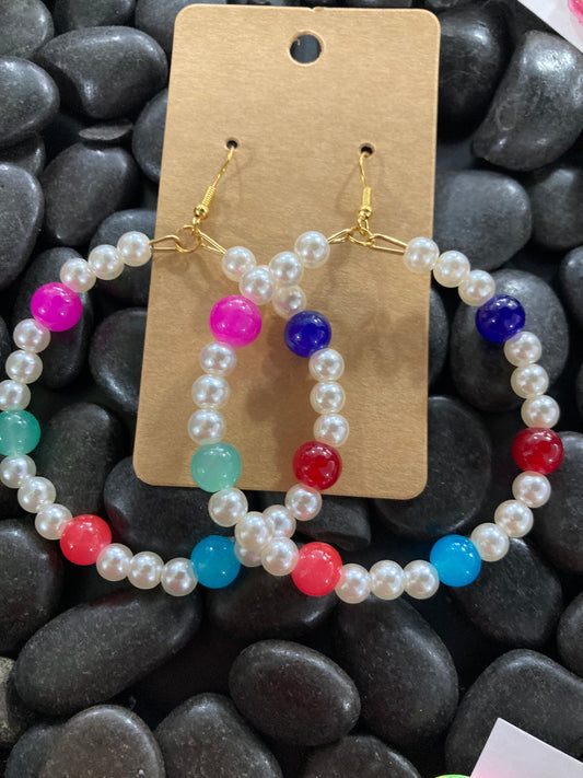 Pearled Colorful Beaded Earrings