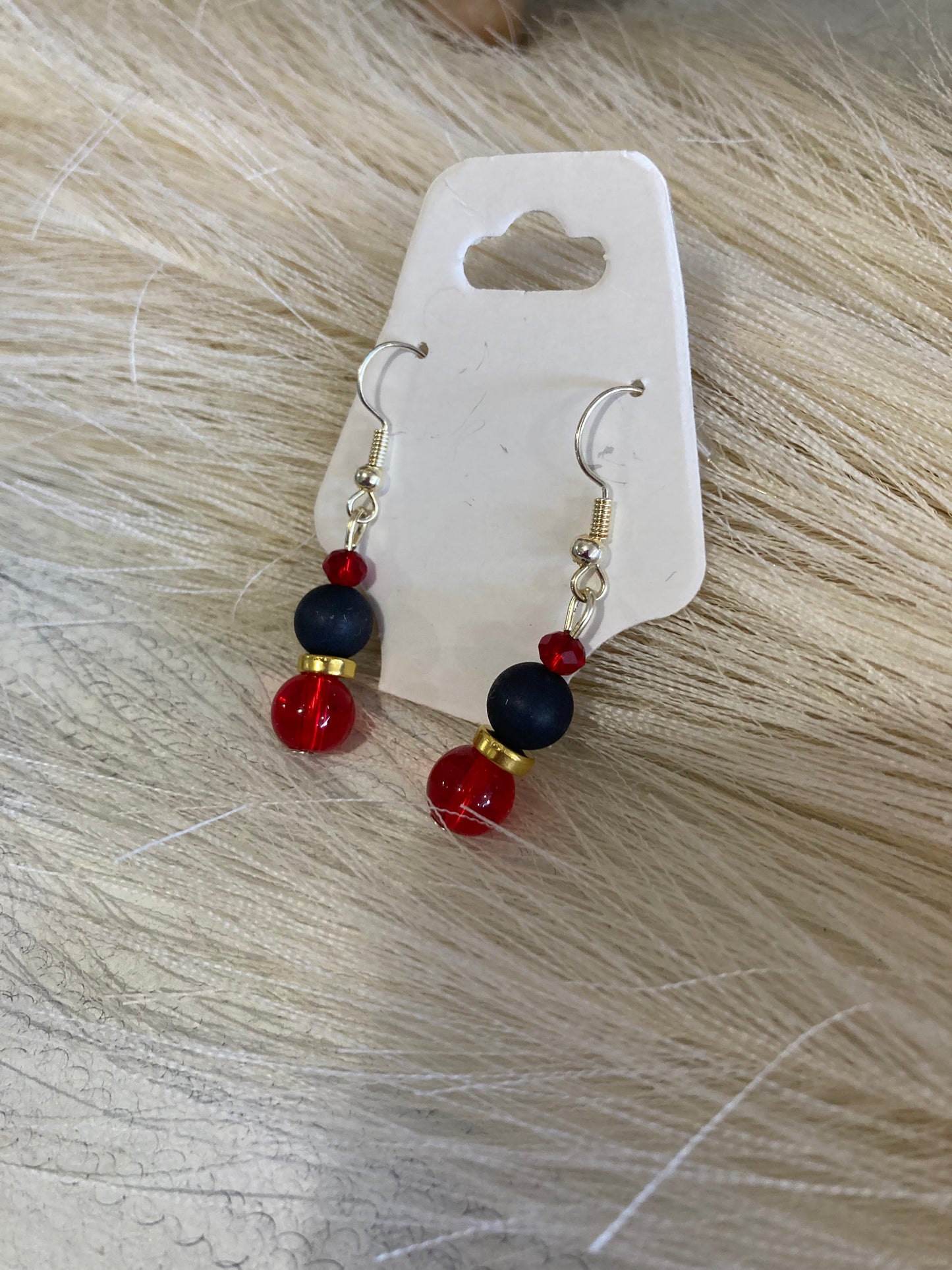 Red Black Stone Droop Dangles