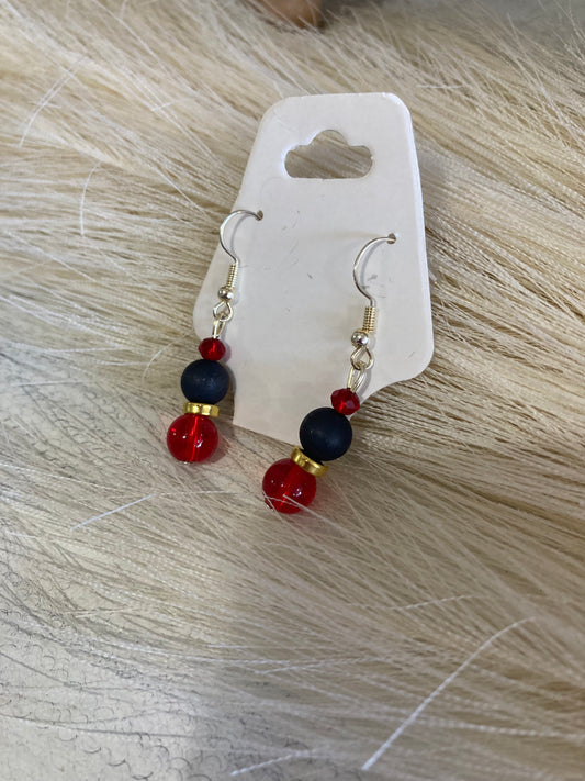 Red Black Stone Droop Dangles