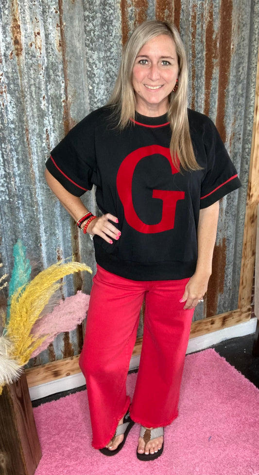Boxy Short Sleeve G Sweater