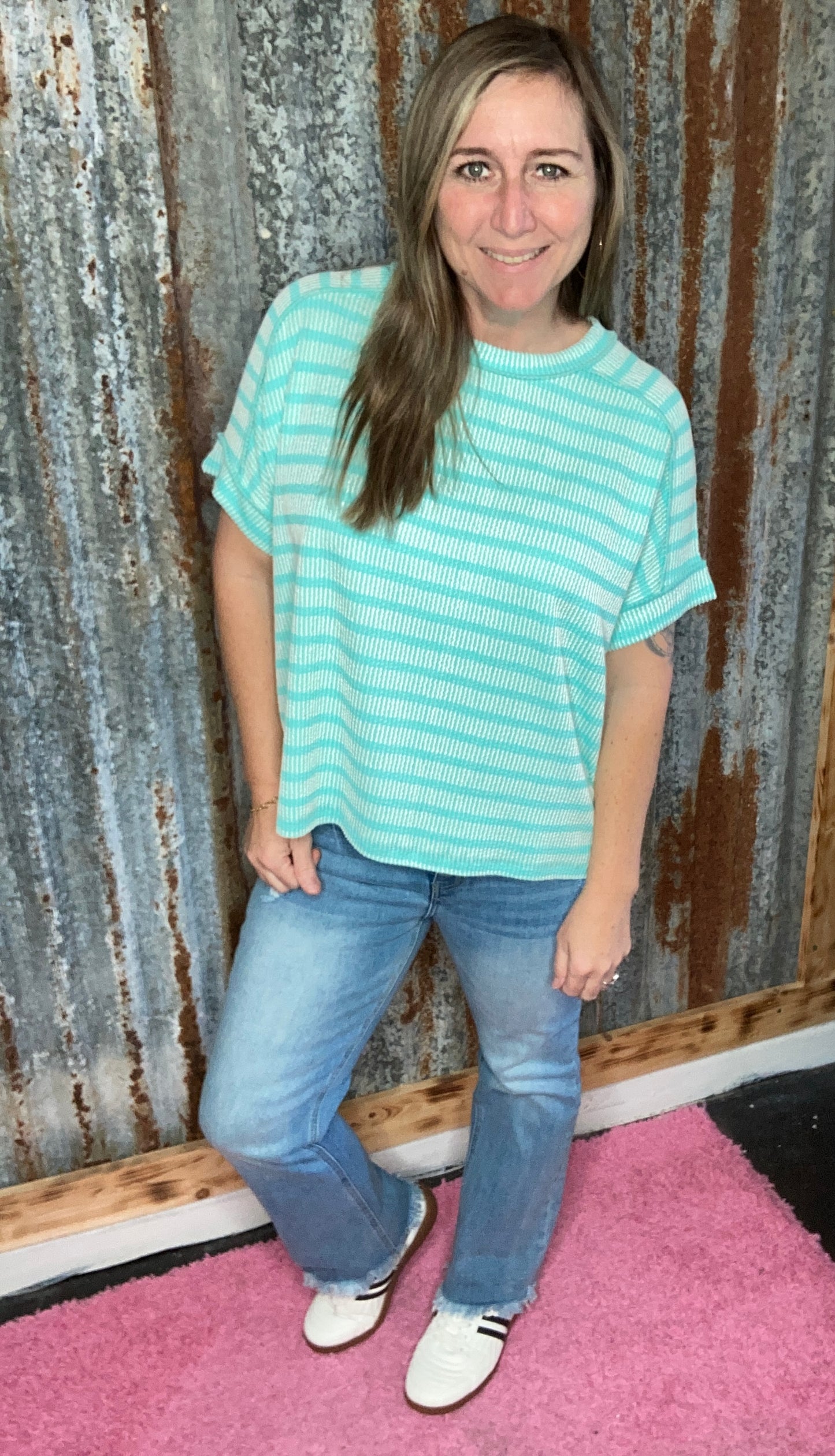 Turquoise Striped Tee