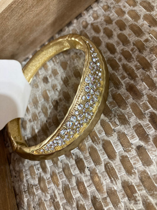 Rhinestoned Gold Cuff Bangle