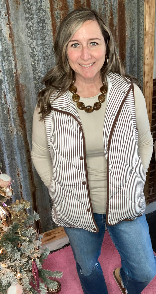 Brown Striped Vest