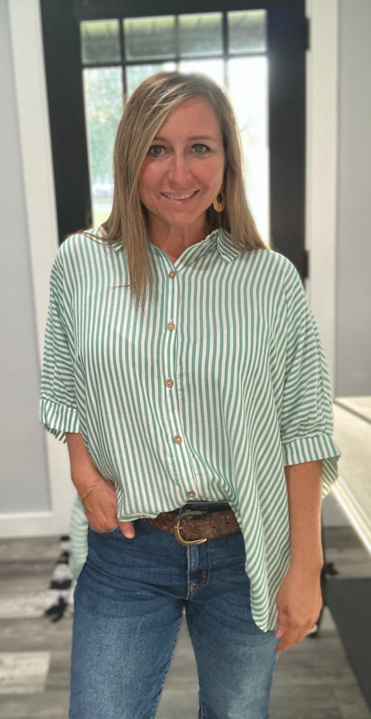 Kelly Green Striped Top