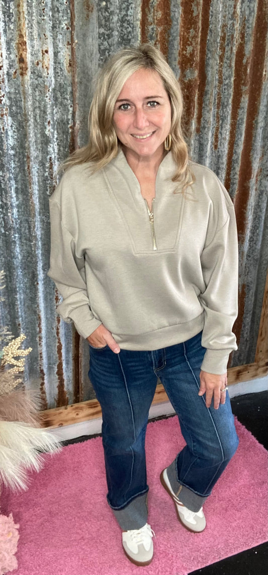 Ash Mocha Scuba Half Zip Pullover