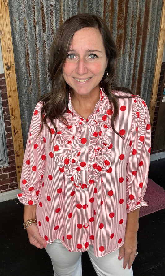 Red Polka Dot Top