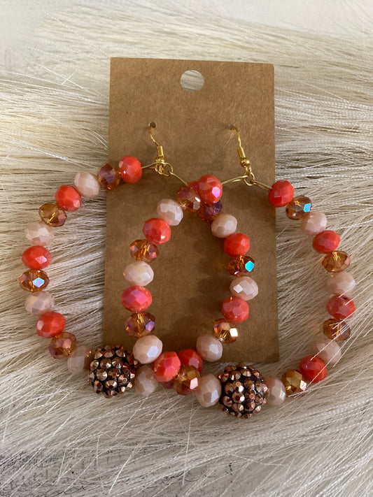 Fall Bronzed Cream Beaded Earrings