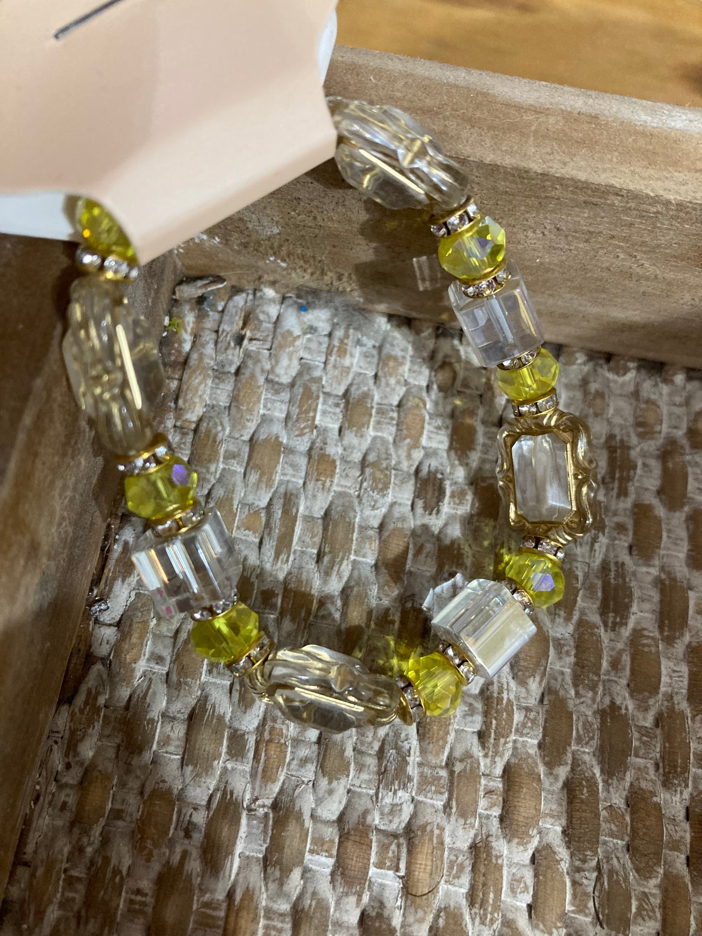 Clear Yellow Beaded Bracelet