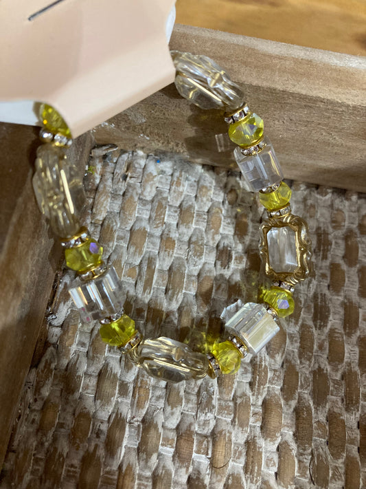 Clear Yellow Beaded Bracelet