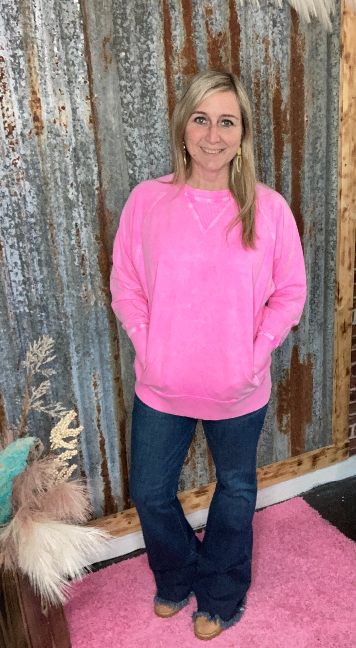Pink Pullover with Pockets