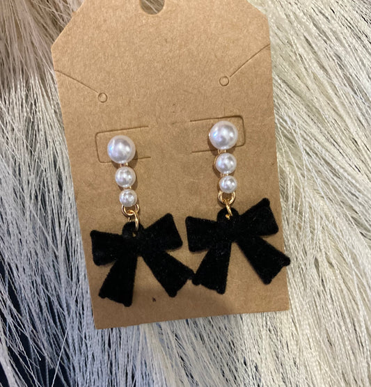 Black Bow Dangle Earrings