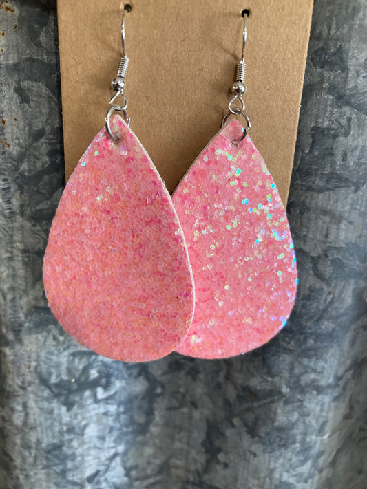 Light Pink Sparkle Teardrop Earrings