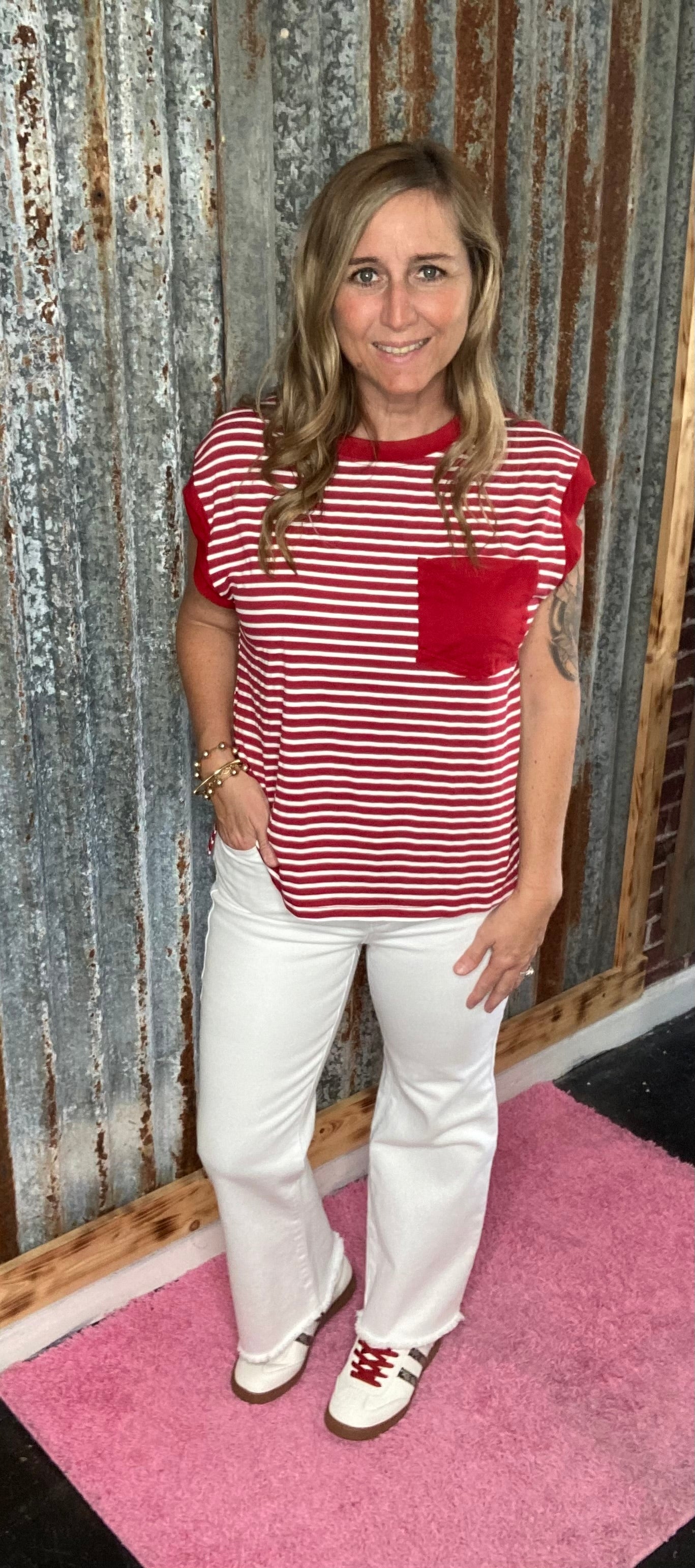 Red Striped Top